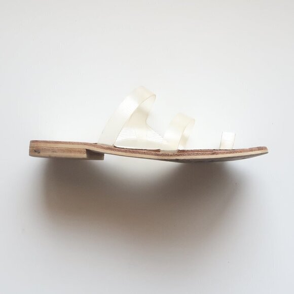 Dolce Vita White & Transparent Strappy Flat Slip-on / Slide / Flip-flop Sandals - Picture 9 of 13